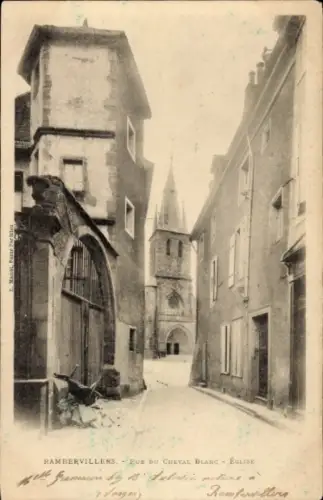 Ak Rambervillers Lothringen Vosges,  Rue du Cheval Blanc, Kirche,  