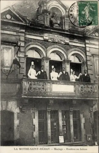 Ak La Mothe Saint Heray Deux Sèvres, Mariage, Roseries au balcon, Maison des Rosieres