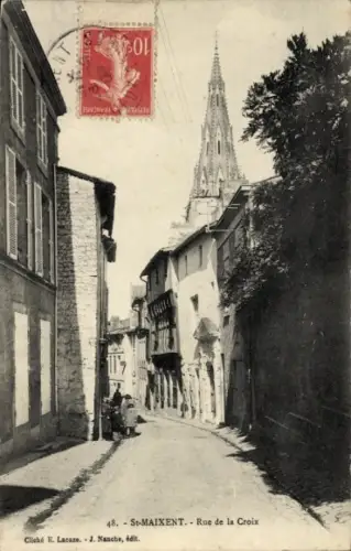 Ak Saint Maixent Deux Sevres, Rue de la Croix