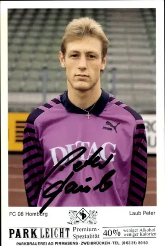 Autogrammkarte Fußballer Peter Laub, FC Homburg, Autogramm