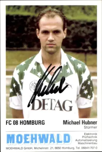 Autogrammkarte Fußballer Michael Hubner, FC Homburg, Autogramm