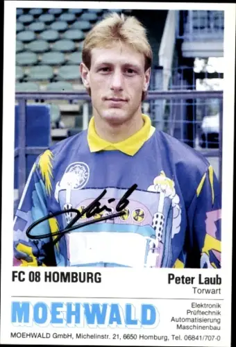 Autogrammkarte Fußballer Peter Laub, FC Homburg, Autogramm