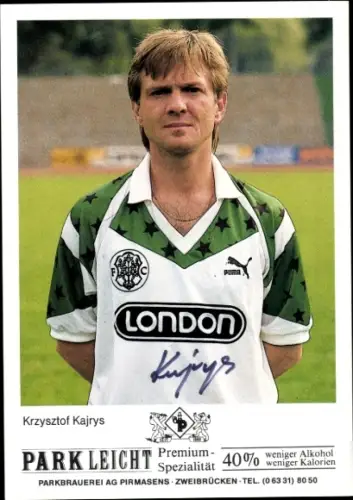 Autogrammkarte Fußballer Krzysztof Kajrys, FC Homburg, Autogramm