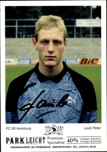 Autogrammkarte Fußballer Peter Laub, FC Homburg, Autogramm