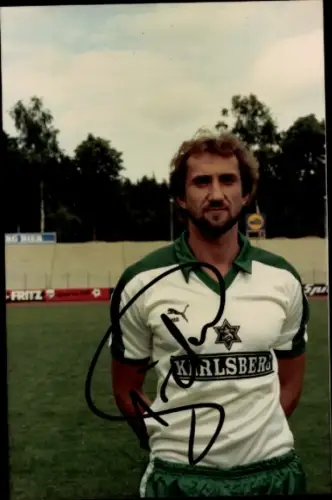 Foto Fußballer Werner Mörsdorf, FC Homburg, Portrait, Autogramm