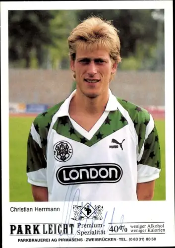 Autogrammkarte Fußballer Christian Herrmann, FC Homburg, Autogramm