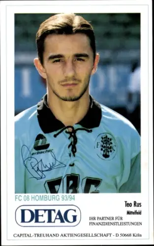 Autogrammkarte Fußballer Teo Rus, FC Homburg, Autogramm