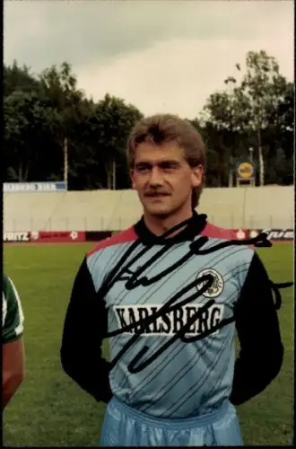 Foto Fußballer Klaus Scherer, FC Homburg, Autogramm
