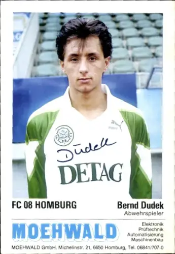 Autogrammkarte Bernd Dudek, FC 08 Homburg, Portrait, Autogramm