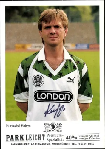Autogrammkarte Fußballer Krzysztof Kajrys, FC Homburg, Autogramm