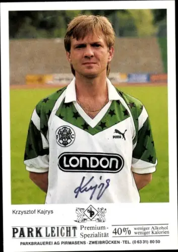 Autogrammkarte Fußballer Krzysztof Kajrys, FC Homburg, Autogramm