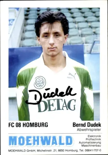 Autogrammkarte Bernd Dudek, FC 08 Homburg, Portrait, Autogramm