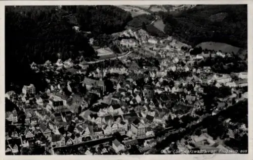 Ak Calw im Schwarzwald, Luftaufnahme vom Ort