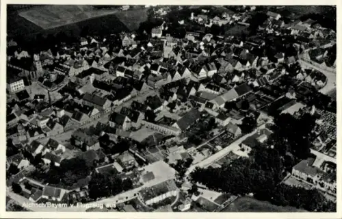 Ak Aichach in Oberbayern Schwaben, Luftaufnahme von  Bayern, viele Dächer, keine Personen, keine 