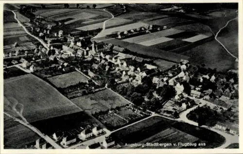 Ak Stadtbergen bei Augsburg in Schwaben, Fliegeraufnahme