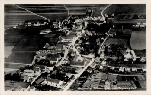 Ak Stadtbergen bei Augsburg in Schwaben, Luftaufnahme von  Häuser, Felder, Straßen