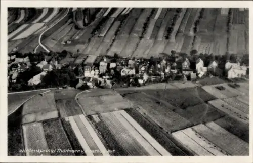 Ak Wildenspring Großbreitenbach in Thüringen, Luftaufnahme vom Ort, Gasthof Morgenroth