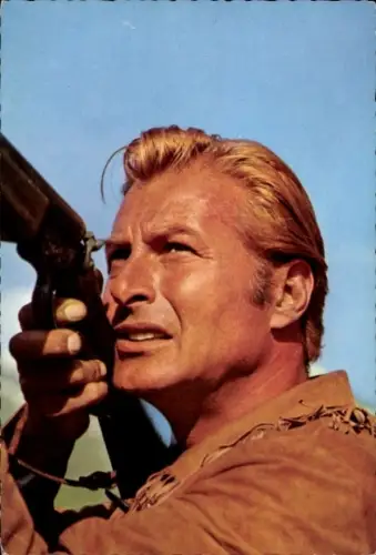 Ak Schauspieler Lex Barker, Filmszene Der Schatz im Silbersee, Old Shatterhand durchschießt Seil