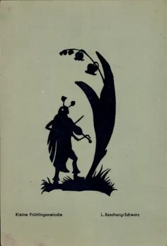 Scherenschnitt Künstler Ak Baschang-Schwarz, L., Kleine Frühlingsmelodie