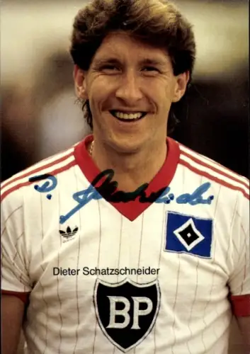 Autogrammkarte Fußballer Dieter Schatzschneider, Hamburger SV, Autogramm