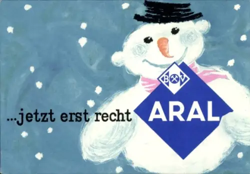 Ak Werbung Aral, Schneemann