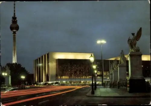 Ak Berlin, Marx Engels Brücke, Fernsehturm, Palast der Republik