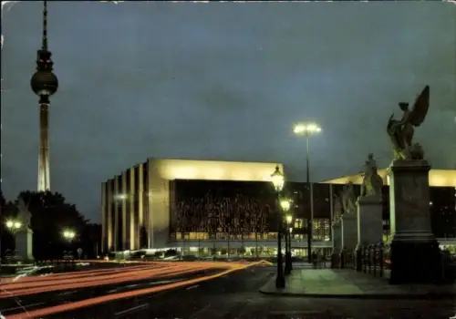 Ak Berlin, Marx Engels Brücke, Fernsehturm, Palast der Republik