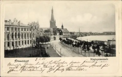 Ak Düsseldorf am Rhein, Rheinpromenade