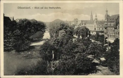 Ak Düsseldorf am Rhein, Blick auf den Stadtgraben