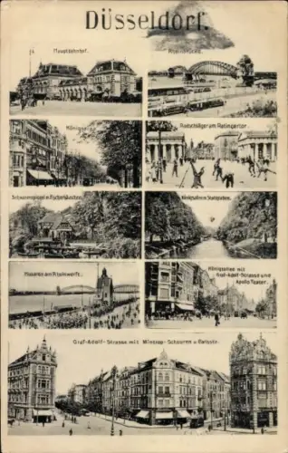 Ak Düsseldorf am Rhein, Graf-Adolf-Straße, Hauptbahnhof, Rheinwerft