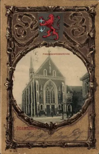 Passepartout Wappen Ak Düsseldorf am Rhein, Franziskanerklosterkirche