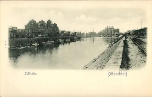 Relief Ak Düsseldorf am Rhein, Zollhafen