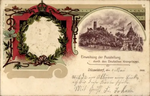 Präge Litho Düsseldorf am Rhein, Einweihung der Ausstellung durch den Kronprinzen Wilhelm