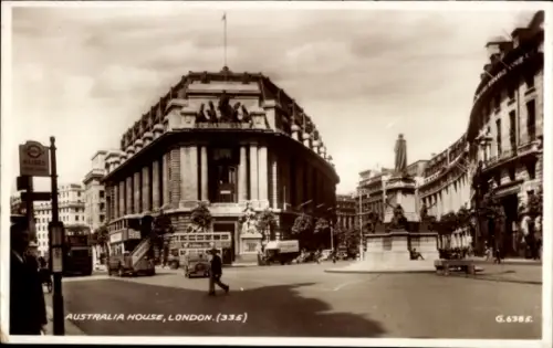 Ak Westminster London City, Australienhaus,  Busse, Statue, König George V.