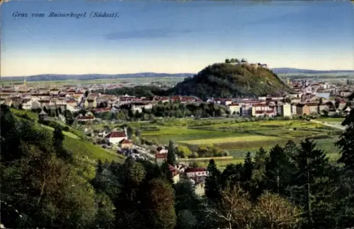 Ak Graz Steiermark, Panorama von  Rainerkogel, Stadtansicht, Landschaft, 1914