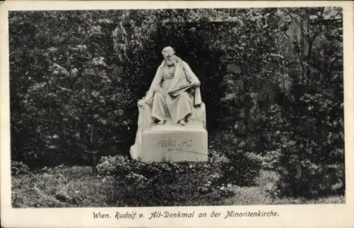 Ak Wien 1 Innere Stadt, Rudolf V. Alt-Denkmal, Minoritenkirche, Wien