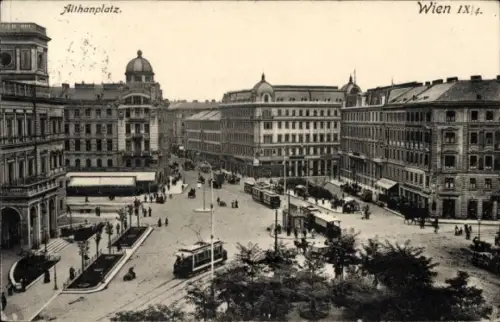 Ak Wien 1 Innere Stadt, Althanplatz,  Straßenbahn, Menschen,  