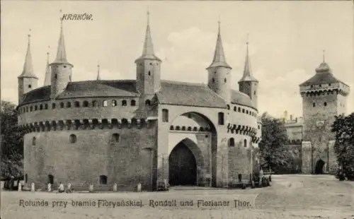 Ak Kraków Krakau Polen,  Rotunda, Florianer Thor,  Architektur