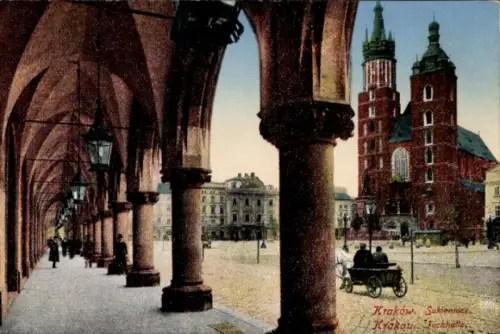 Ak Kraków Krakau Polen, Sukiennice, Tuchhalle, Bogengang