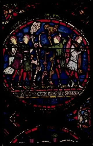 Ak Canterbury Kent England, Buntglasfenster, Adam der Förster, Pfeil im Hals, zwei Poacher