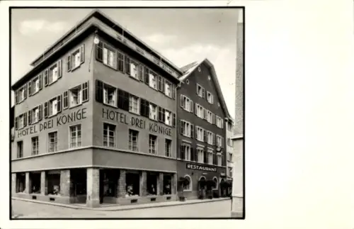 Ak Chur Kanton Graubünden, Hotel Drei Könige, Restaurant, Gebäude mit Fenstern