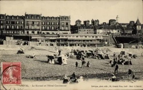 Ak Onival Ault Somme, Strand mit Menschen, Kursaal, Hôtel Continental, Poststempel