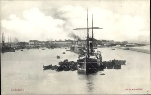 Ak Colombo Ceylon Sri Lanka, Harbour, Schiffe