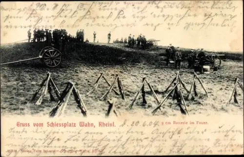 Ak Wahn Köln, Schießplatz, 9 cm Batterie im Feuer, Soldaten