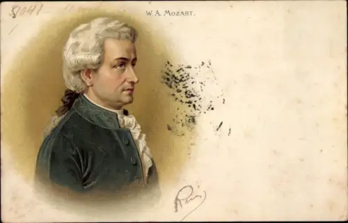 Litho Komponist Wolfgang Amadeus Mozart, Portrait