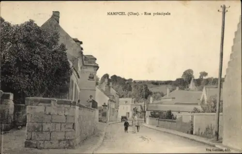 Ak Nampcel Nampzel Oise, Rue principale