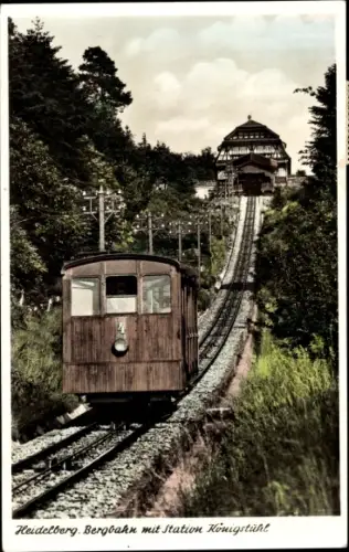Ak Heidelberg am Neckar, Bergbahn mit Station Königstuhl