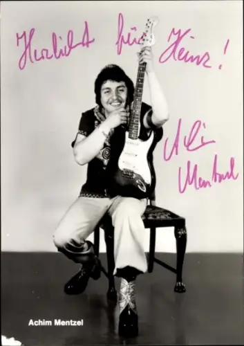 Ak Musiker Achim Mentzel, Portrait, Gitarre, Autogramm