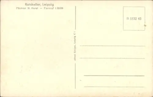 Ak Leipzig in Sachsen, Ratskeller, Inneres