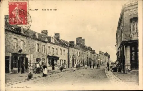 Ak Montaudin Mayenne, Rue de la Gare